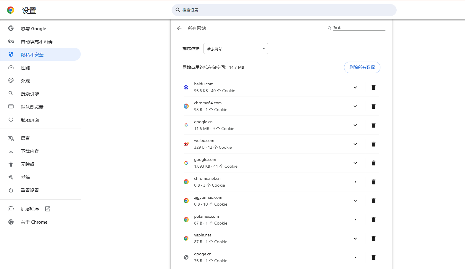 如何在Chrome浏览器中清除浏览器的Cookie数据6